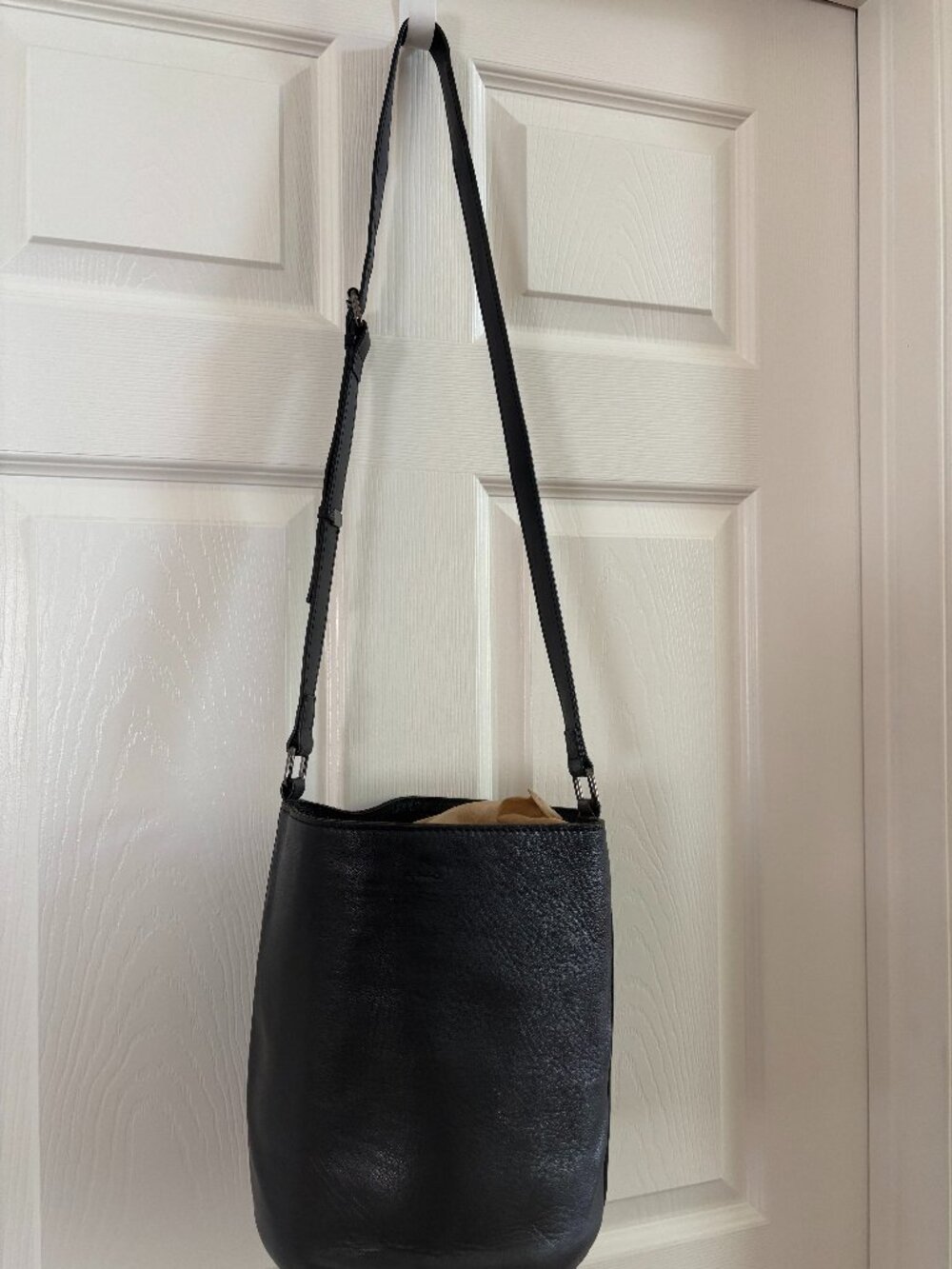 Handmade Genuine Leather Black Bucket Bag – Artisan Shoulder Bag